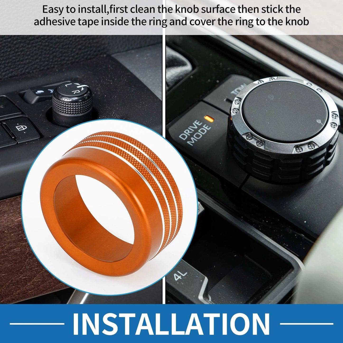 4WD Drive Mode & Mirror Knob Covers for Toyota Tundra (2022-2023) - 2 Pcs