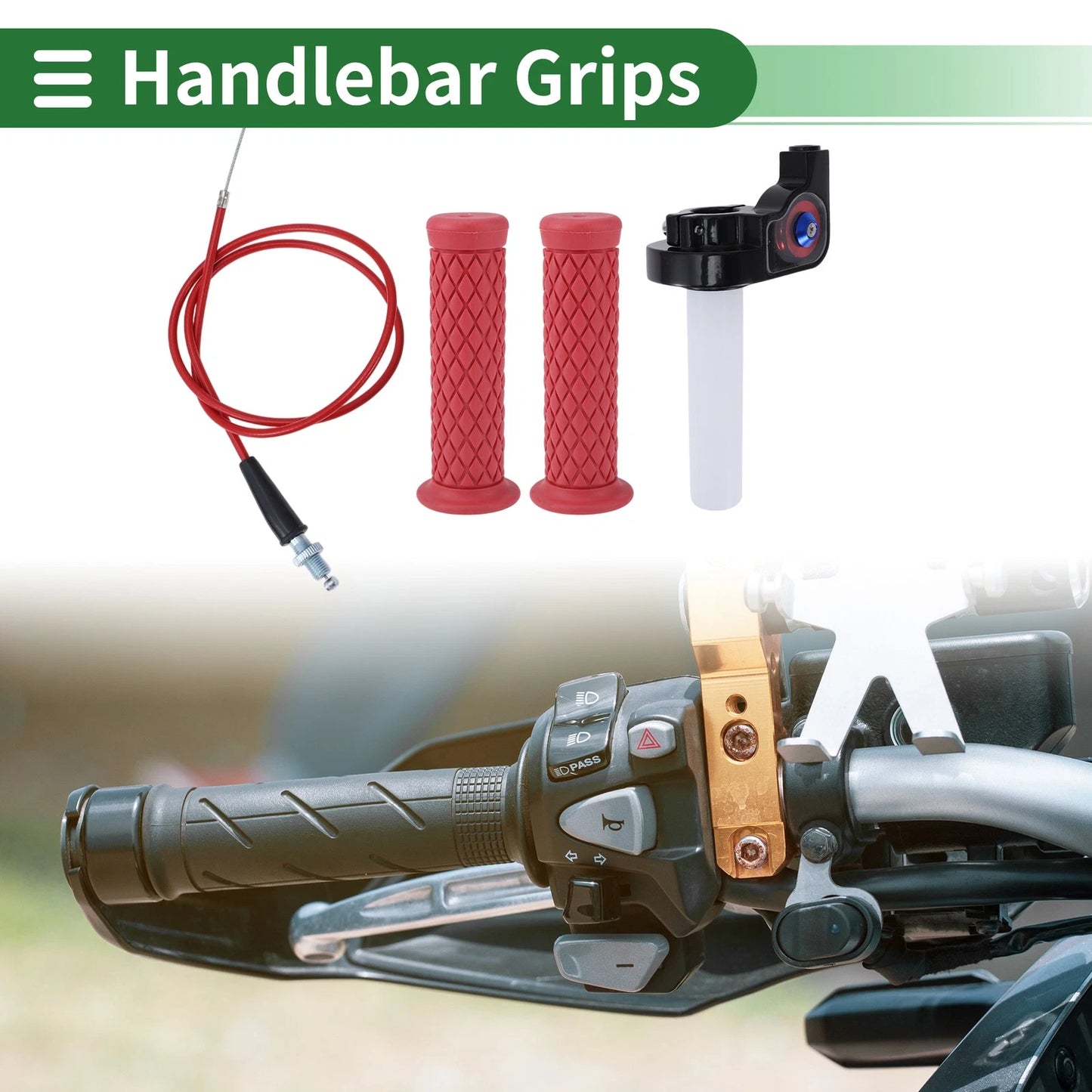 7/8" 22mm Hand Grips Cover Kit for Motorcycle Rubber Red Diamonds Pattern