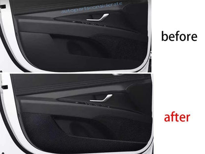 Carbon Fiber Leather Inner-Door Anti-Kick Trim for Hyundai Elantra (2021–2024)