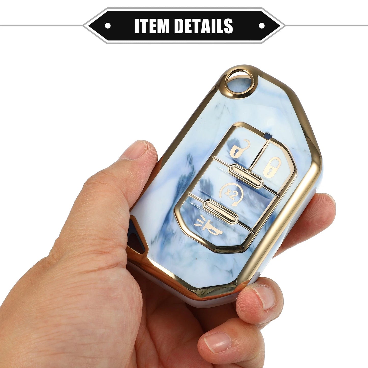 4 Button Remote Key Fob Cover for Jeep Wrangler JL JLU (2018-2023) - TPU Blue
