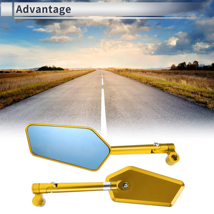 M8/M10 Rear View Mirrors for Motorcycle Gold Tone Aluminum Alloy