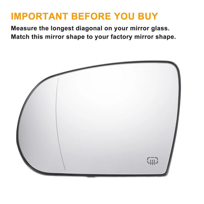 Left Side White Mirror Glass w/ Back Heated for Jeep Cherokee Compass (2011-2023)