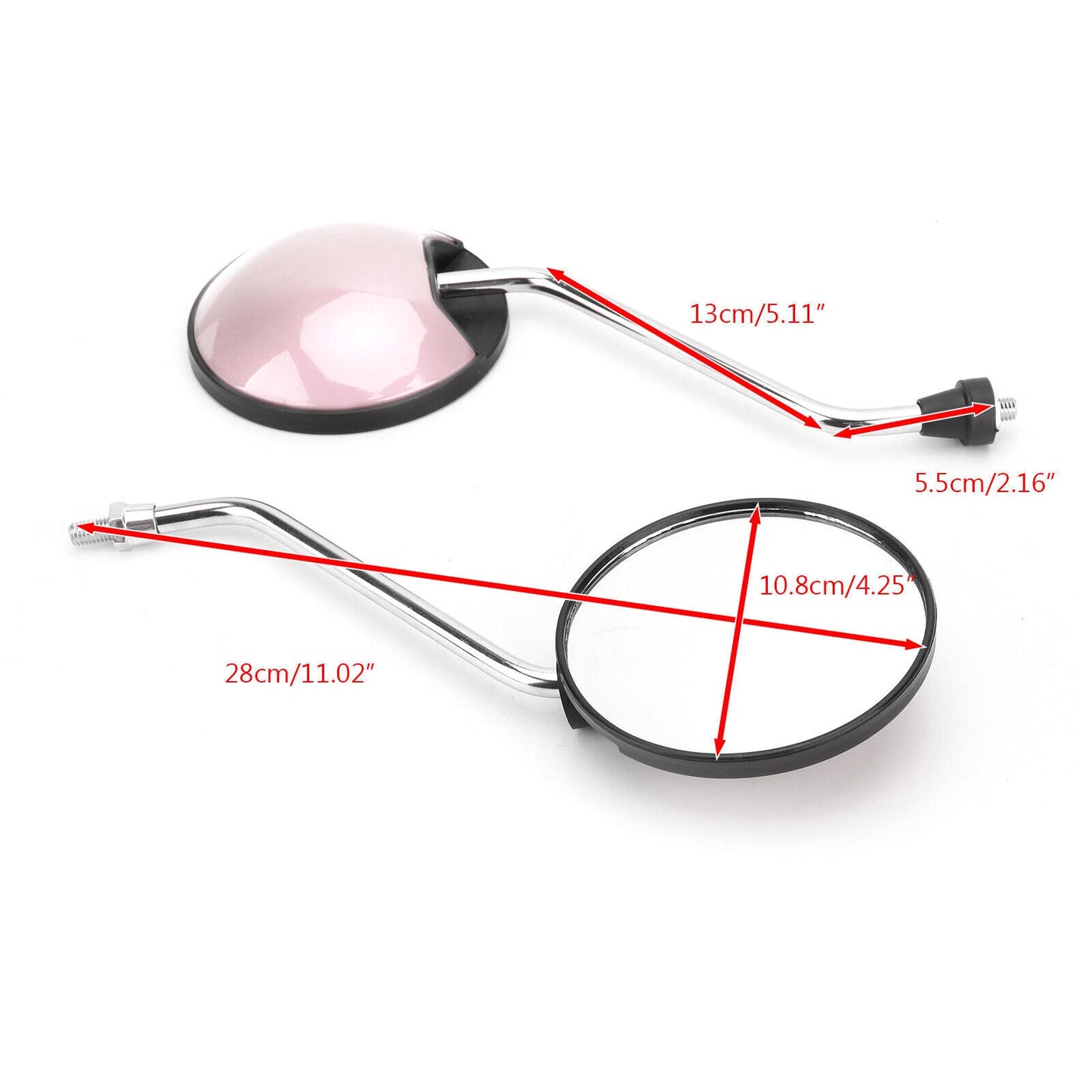 Pink Mirror Set for Universal Scooter M8 CW Thread Right & Left