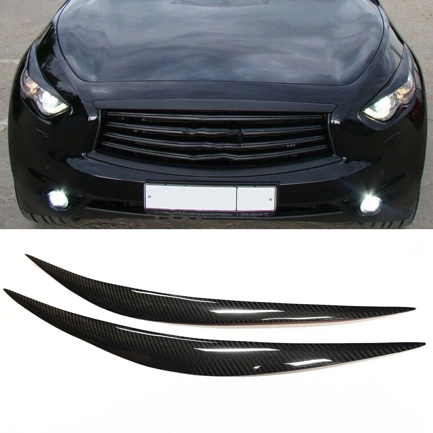 Carbon Fiber Headlight Eyebrow Trim for Infiniti FX35 FX37 FX50 (2009-2013)