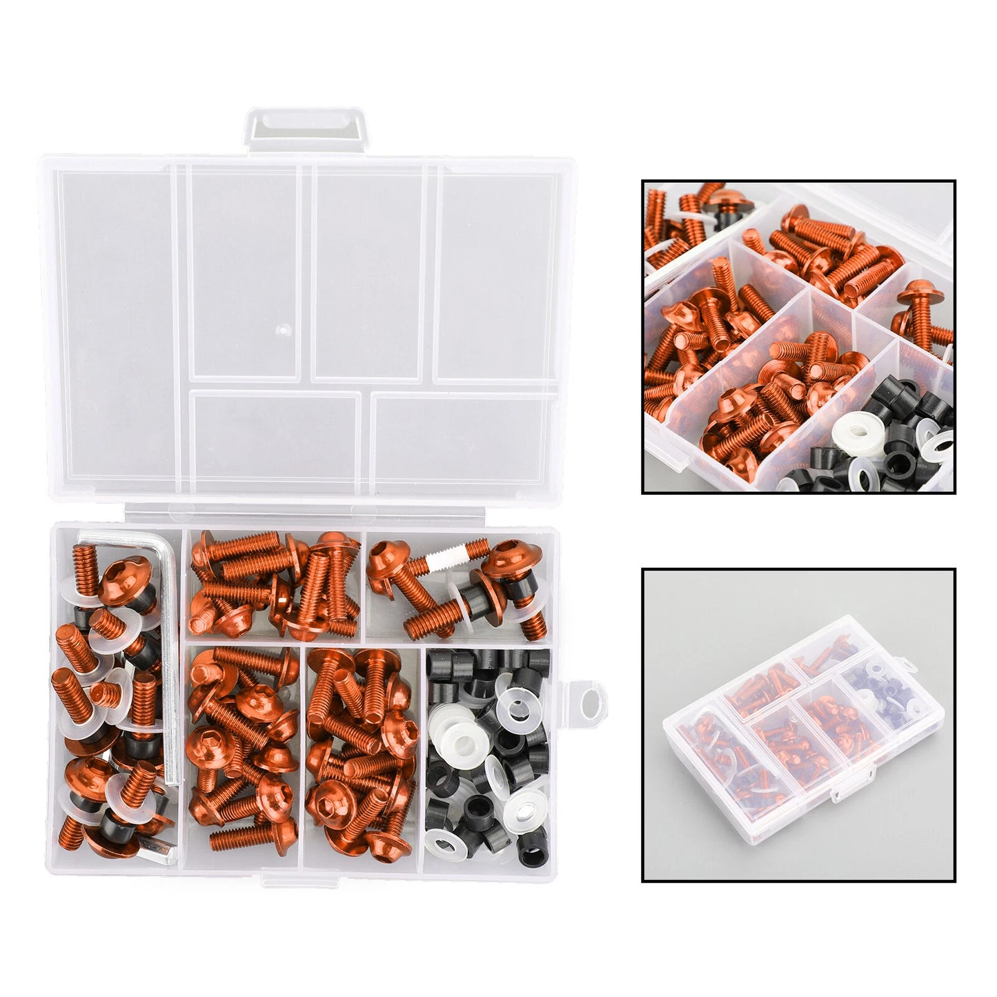 158 Piece M5/M6 Bolt Set for Orange Aluminium Fairing Trim