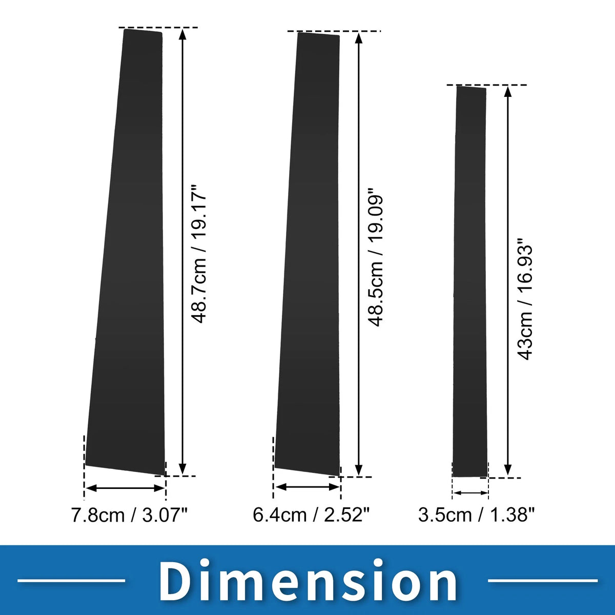 6 Pcs Door Pillar Window Trim for Mitsubishi Pajero (2009-2015) Black