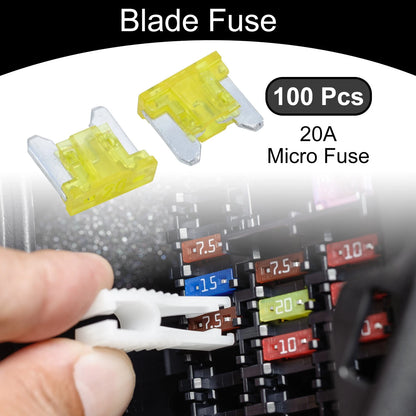 100 Pcs Micro Fuse 20A Blade Fuse for Car Boat Truck RV Motorcycle