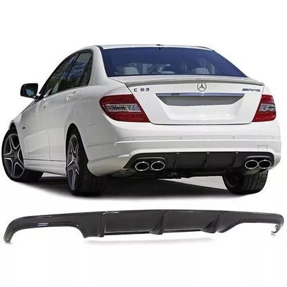Rear Bumper Diffuser for Mercedes W204 C63 AMG Gloss Black (2007-2011)