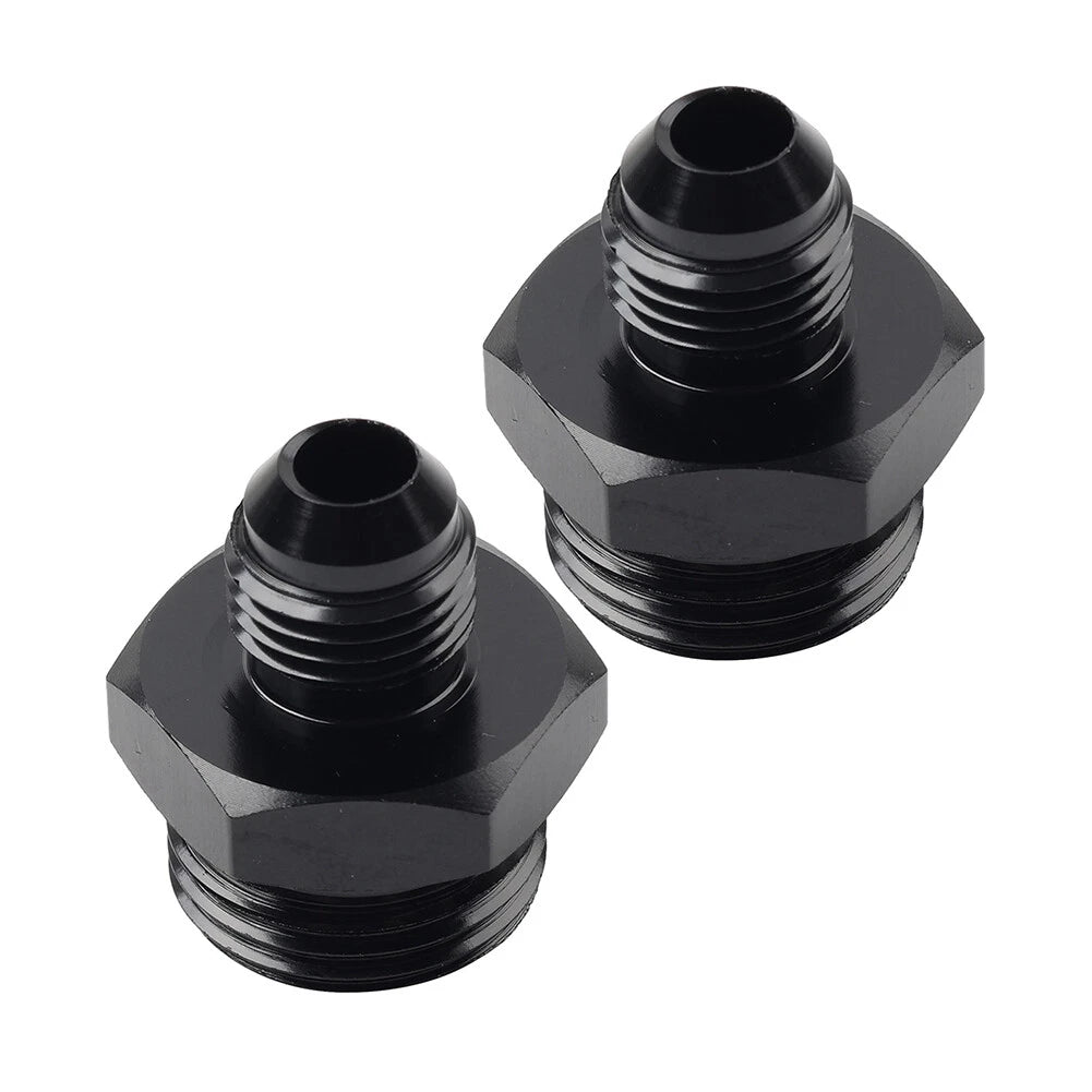 2 x Black Aluminum AN6 Flare to 8AN ORB Male Fitting Adapter for Universal