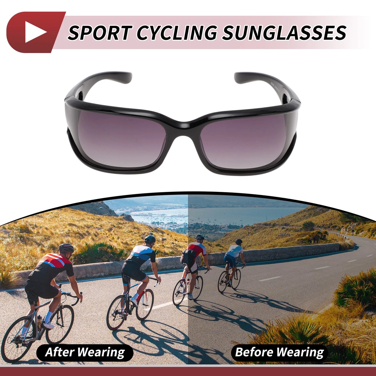 Motorcycle Riding Goggles 1 Pc Grey Lens Black Frame Tri-acetal Cellulose