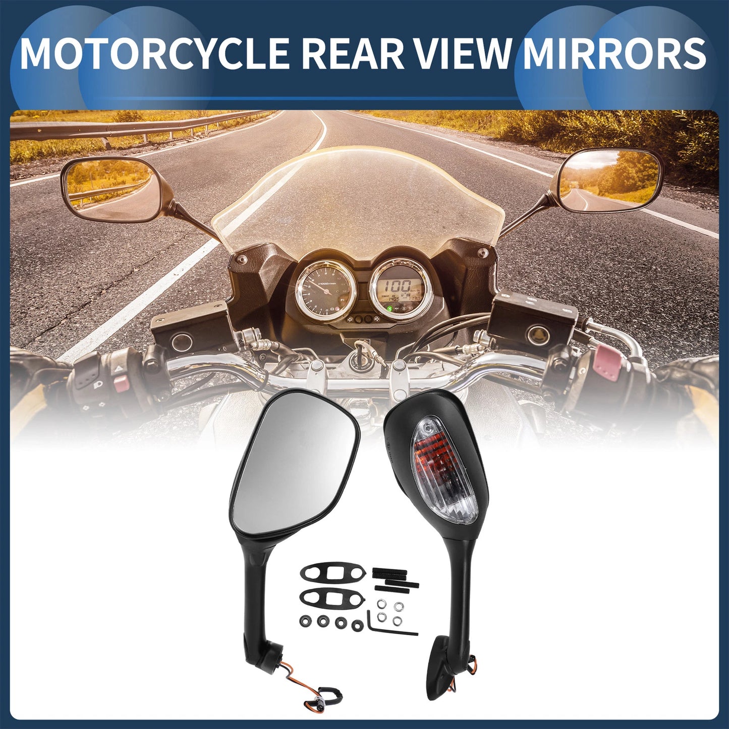 Set of Rear View Mirrors w/ Turn Signals for Suzuki GSXR600 (2006-2018)
