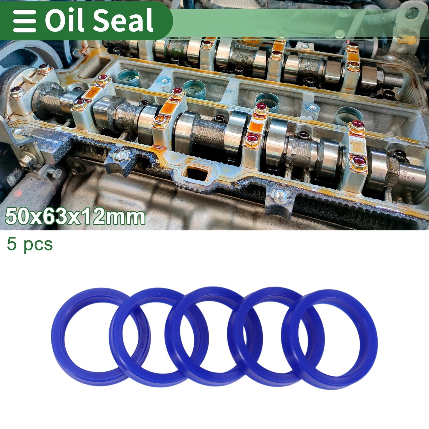 Oil Seal 50x63x12mm Rotary Shaft Seal TPU 5 Pcs