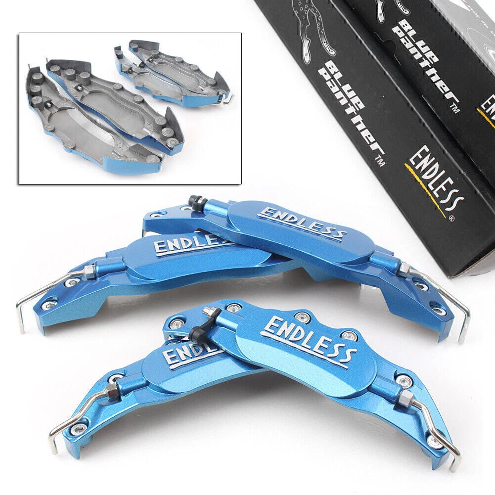 4 Pcs 3D Metal Brake Caliper Covers for Universal Car Front & Rear Blue