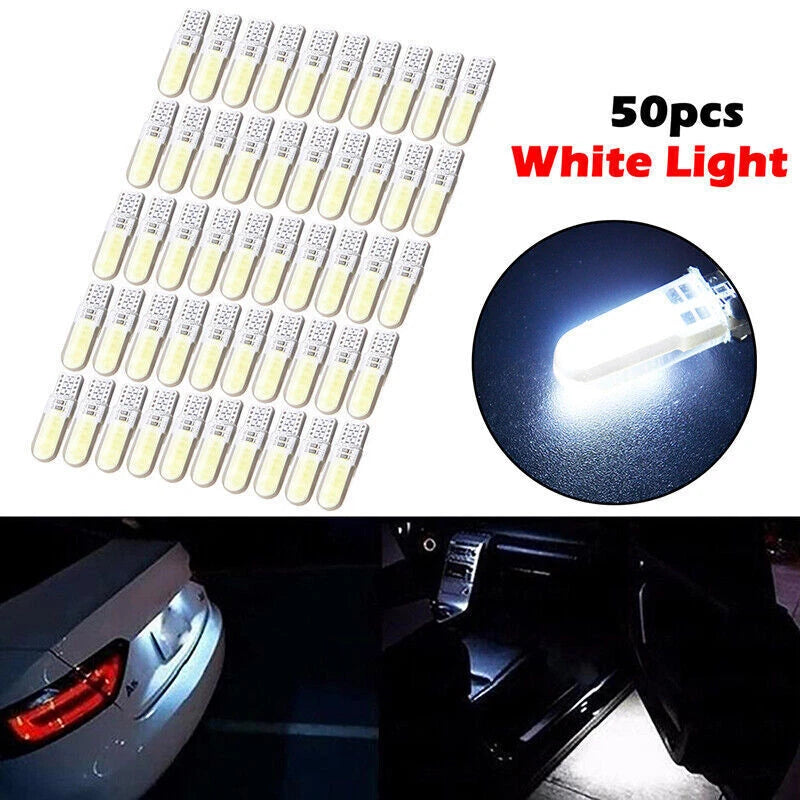 50 x 194 T10 W5W COB 2835 SMD 12 LED Car License Light Bulbs for Vehicles