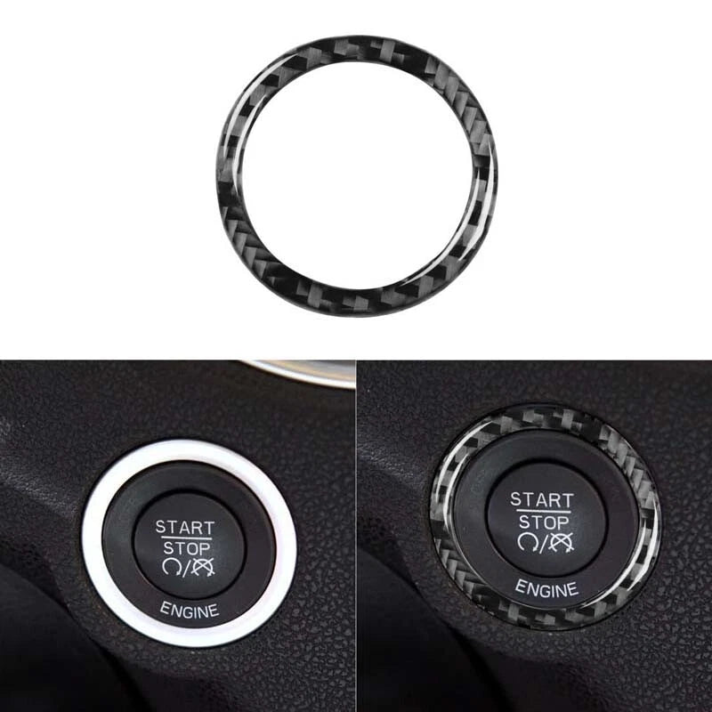 Carbon Fiber Engine Start Button Ring Cover Trim Fit For Dodge Charger 2011-2014