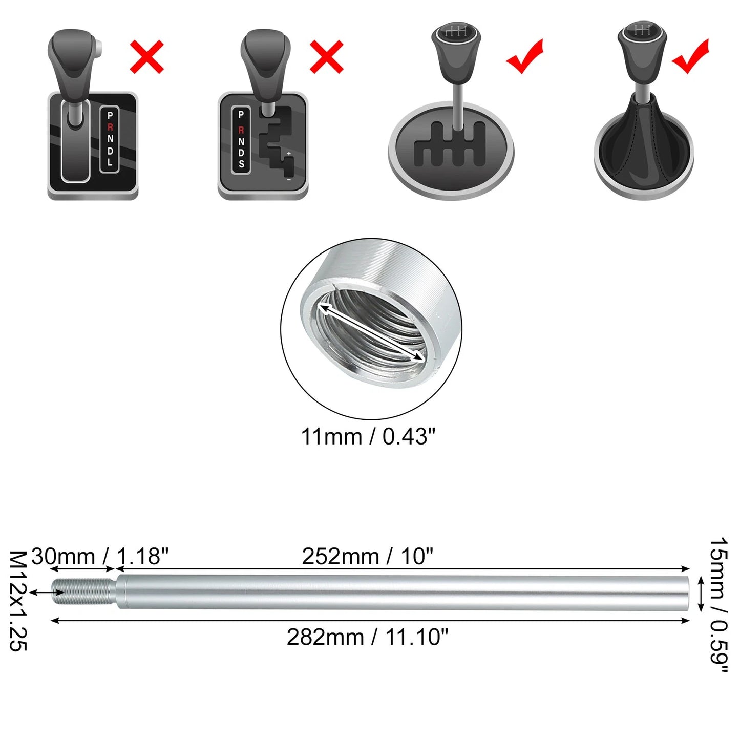 10" Shift Knob Aluminum Alloy Gear Shifter for Toyota MR2 (1985-1995)