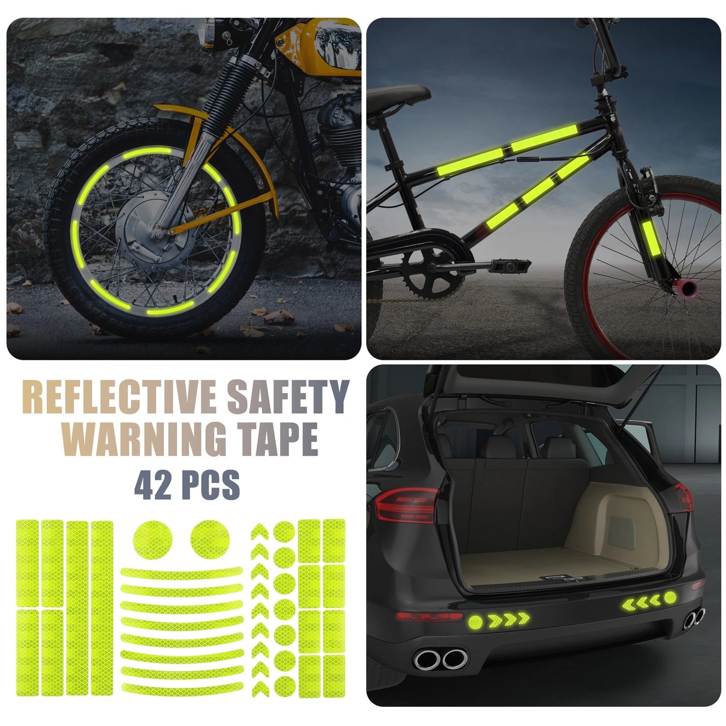 42pcs / Reflective Safety Warning Tape for Bike Motorcycle