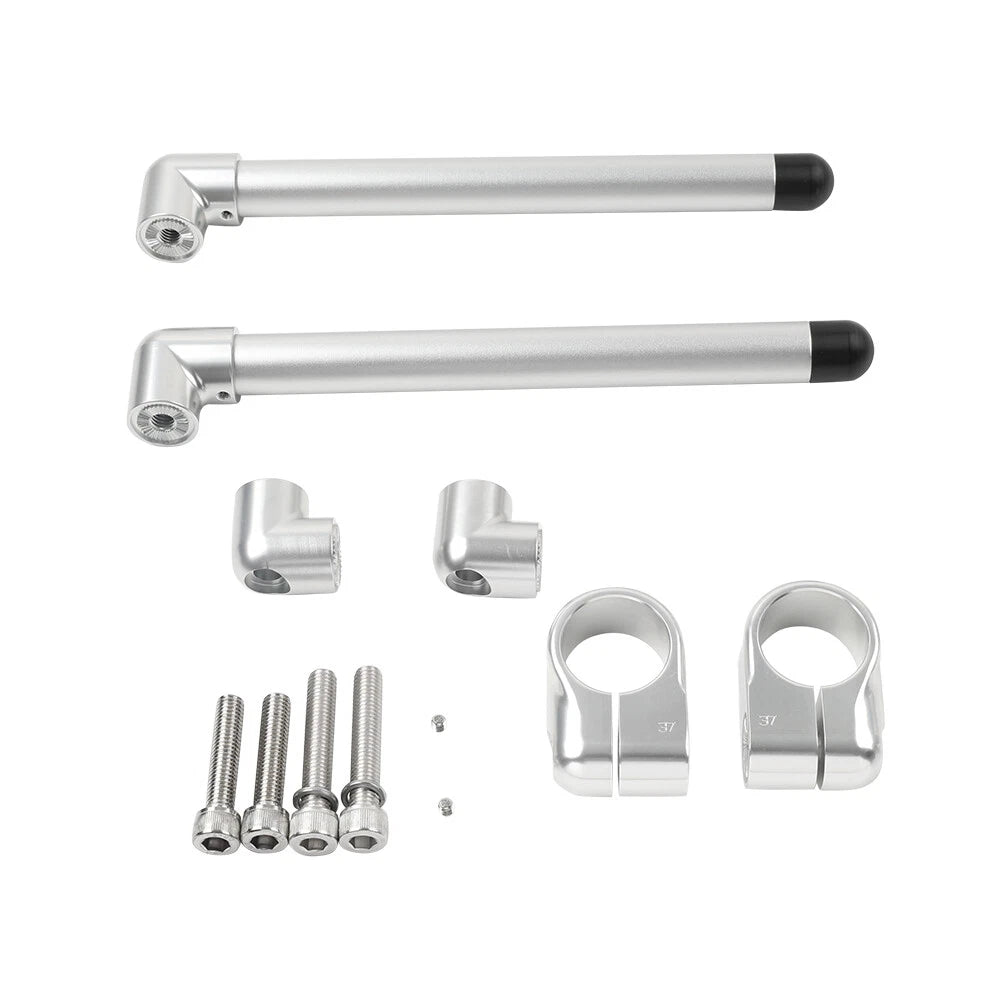 37MM Clip-On Handlebar for Universal Cafe Racer 7/8" Fork Tube Silver