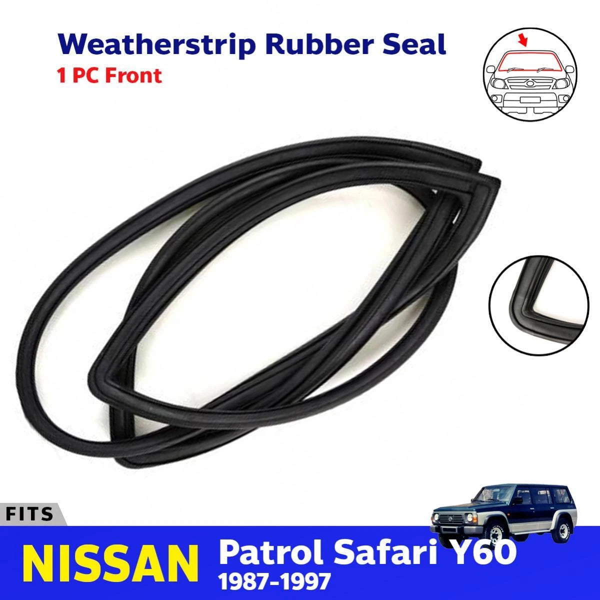 Front Windshield Seal w/ mldg Hole Fits Nissan Patrol Safari Y60 GQ 87-97 XFVD