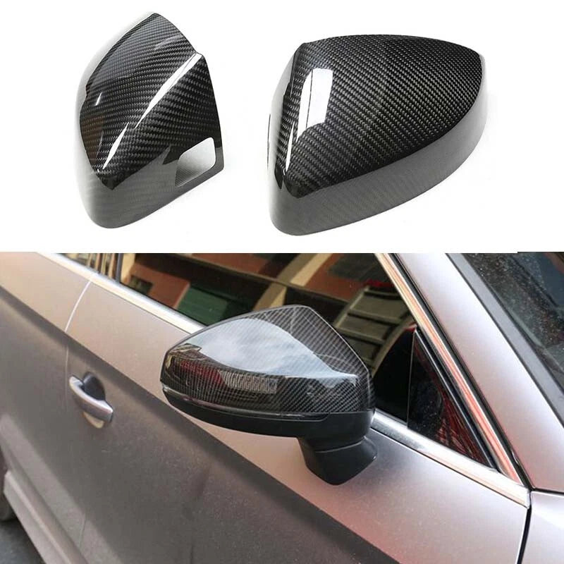 Dry Carbon Fiber Side Mirror Cover Cap for Audi A3 8V 2014-2020 w/ Lane Assist