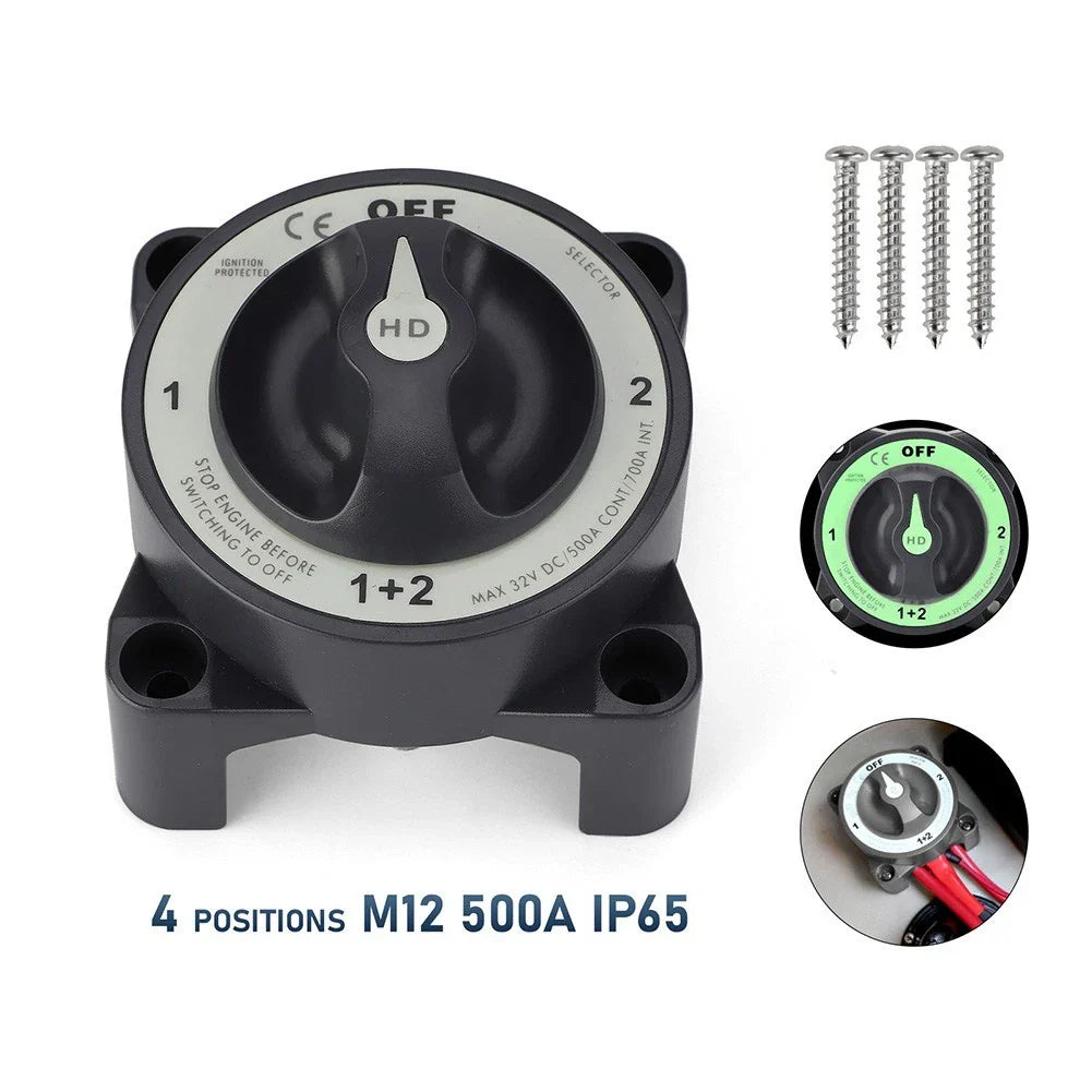 Marine 4 Position Battery Switch 500A for Boats/RVs