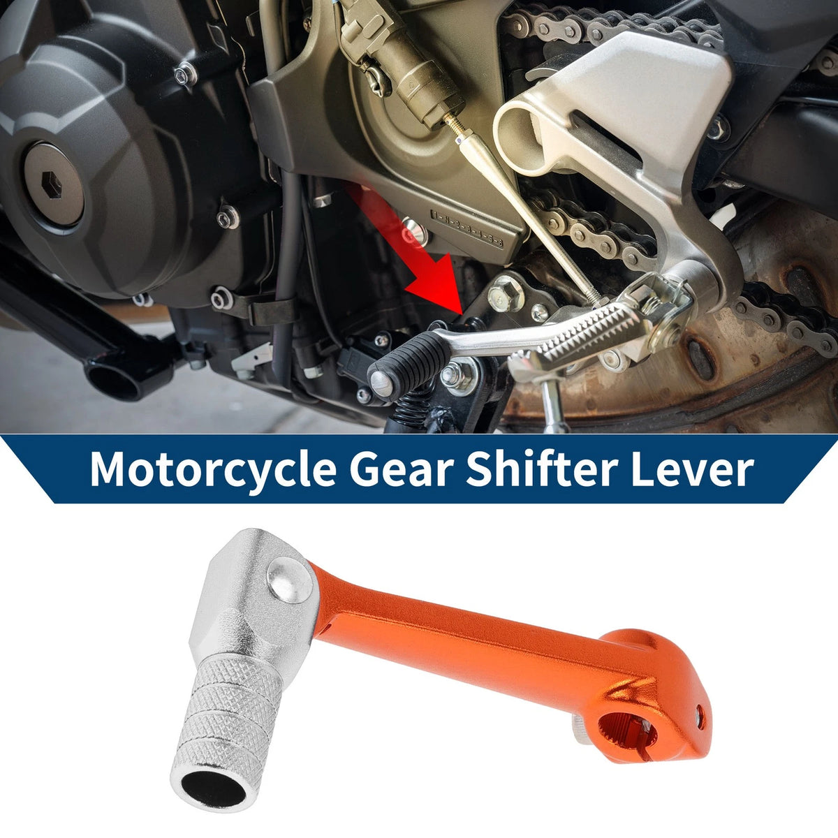 Folding Motorcycle Gear Shifter Lever for Bosuer M5 Orange Silver Tone
