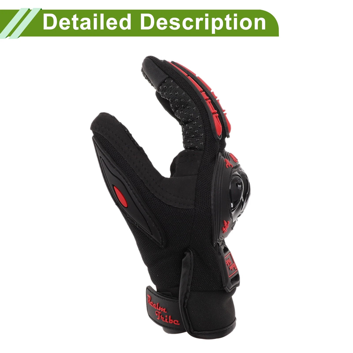 M 1Pair Motorcycle Gloves Breathable Full Finger Nylon Outdoor Red