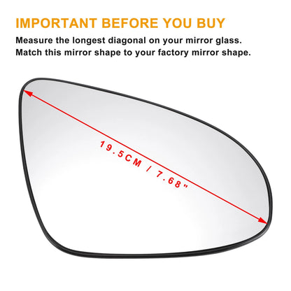 Right Side White Mirror Glass w/ Back Non-heated for Peugeot 108 (2014-2023)