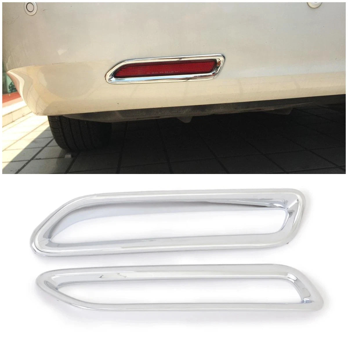 Rear Fog Light Lamp Frame Cover Trim for Toyota Sienna (2011-2020) 2 x ABS Chrome