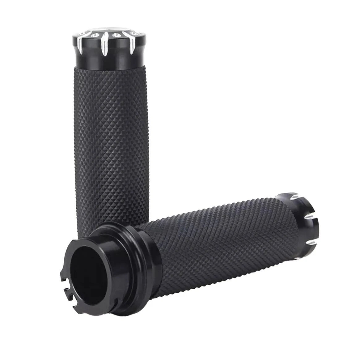 2 x Black Motorcycle Handlebar Grips for Honda Yamaha Suzuki Kawasaki