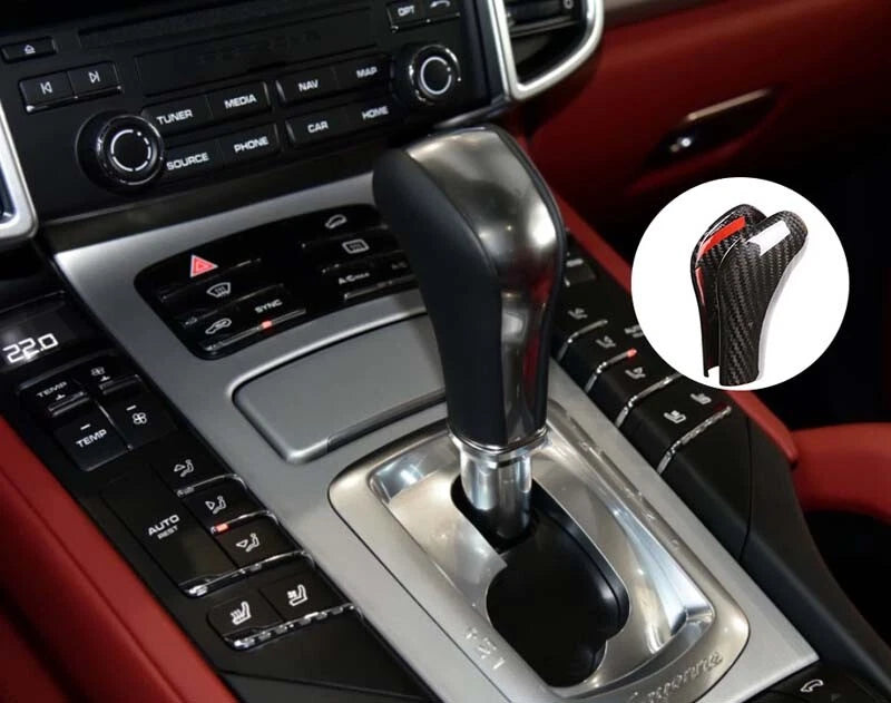Real Carbon Fiber Gear Shifter Knob Cover Trim Fit For Porsche Cayenne 2011-2017