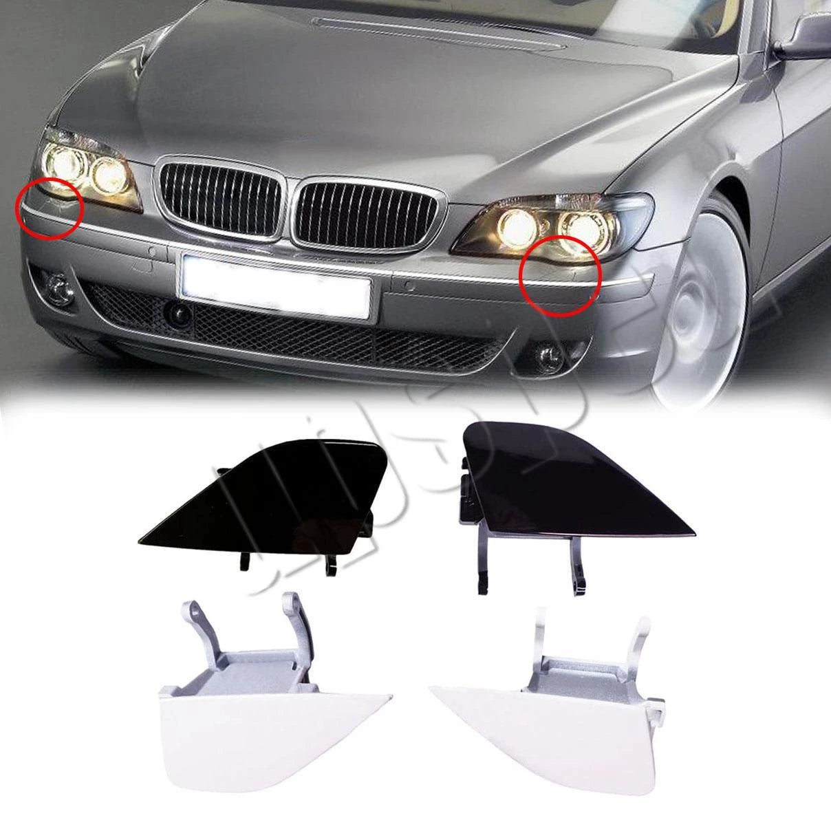 Front Bumper Headlight Washer Cover Cap for BMW 7-Series (2005–2008)