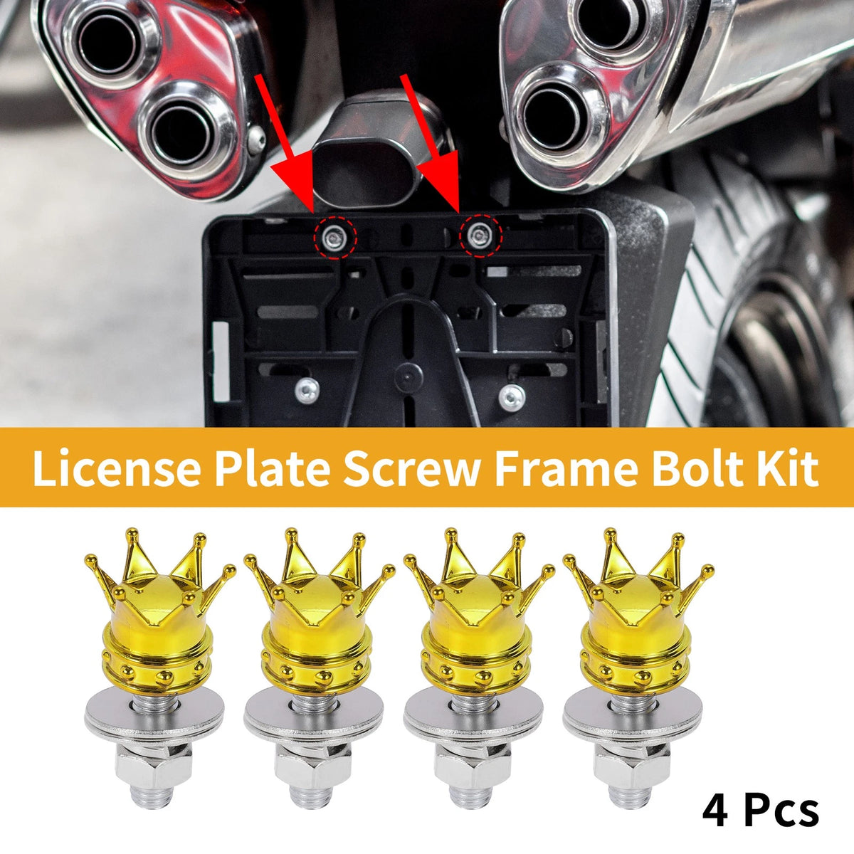 M6 License Plate Screws Cover / 35mm / Gold Tone for Universal Motorcycle