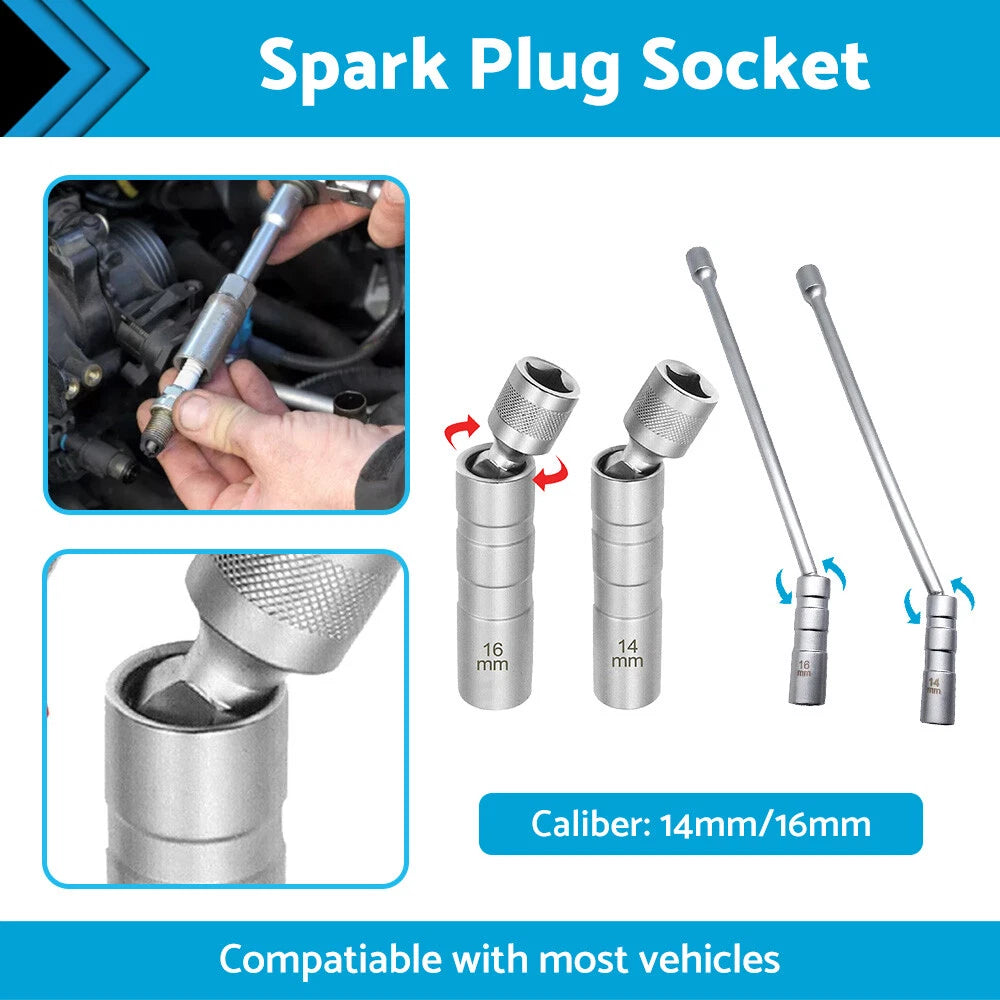 14/16 MM Thin Wall Magnetic Swivel Spark Plug Socket for Car Removal Tools
