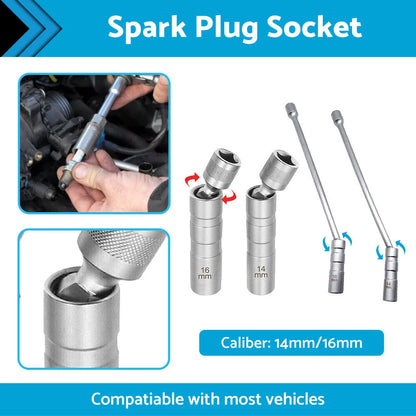 14/16 MM Thin Wall Magnetic Swivel Spark Plug Socket for Car Removal Tools