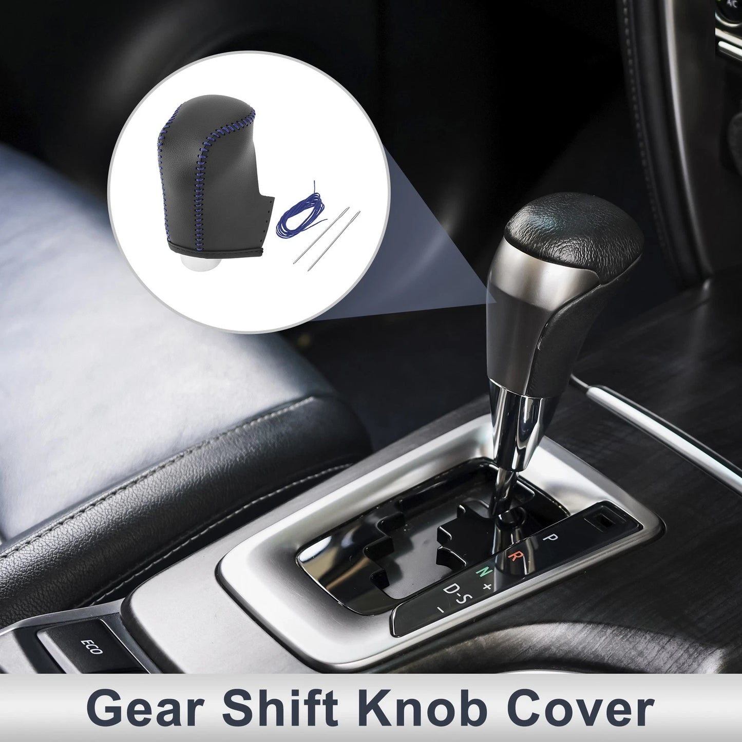 Mazda CX-30 Gear Shift Knob Cover 2020-2021 Black Blue Faux Leather