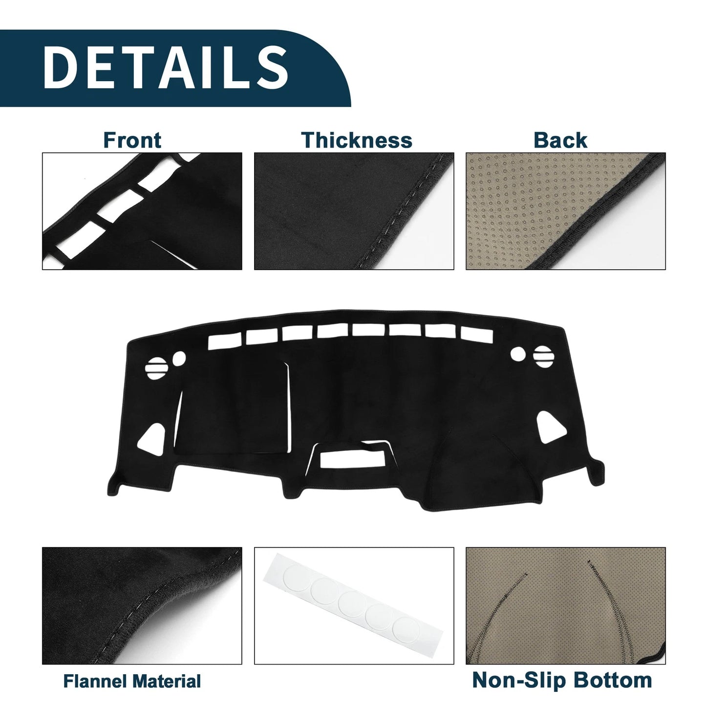 Dashboard Cover Mat for Suzuki Solio MA15S (2001-2008) Black 1 Set