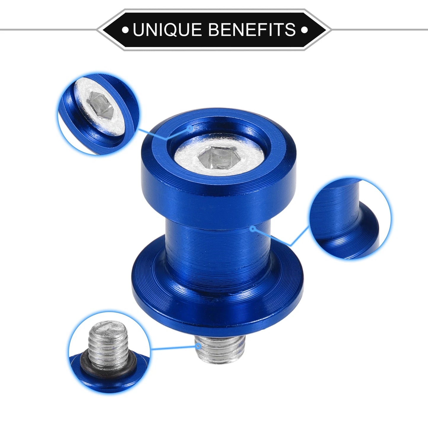 Pair Motorcycle Swingarm Spools 8mm CNC Swing Arm Sliders Blue for Make Model