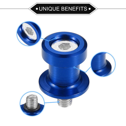 Pair Motorcycle Swingarm Spools 8mm CNC Swing Arm Sliders Blue for Make Model
