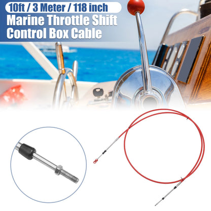10ft 118 Inch Marine Throttle Shift Control Box Cable with Clevis Red