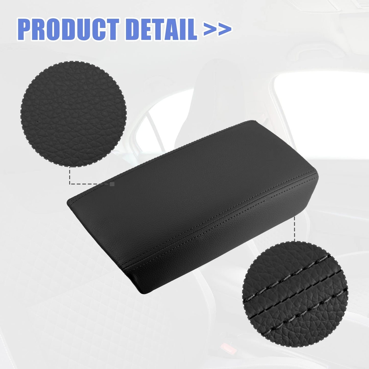 Center Console Lid Armrest Cover for Honda Accord (2003-2007) Black Faux Leather