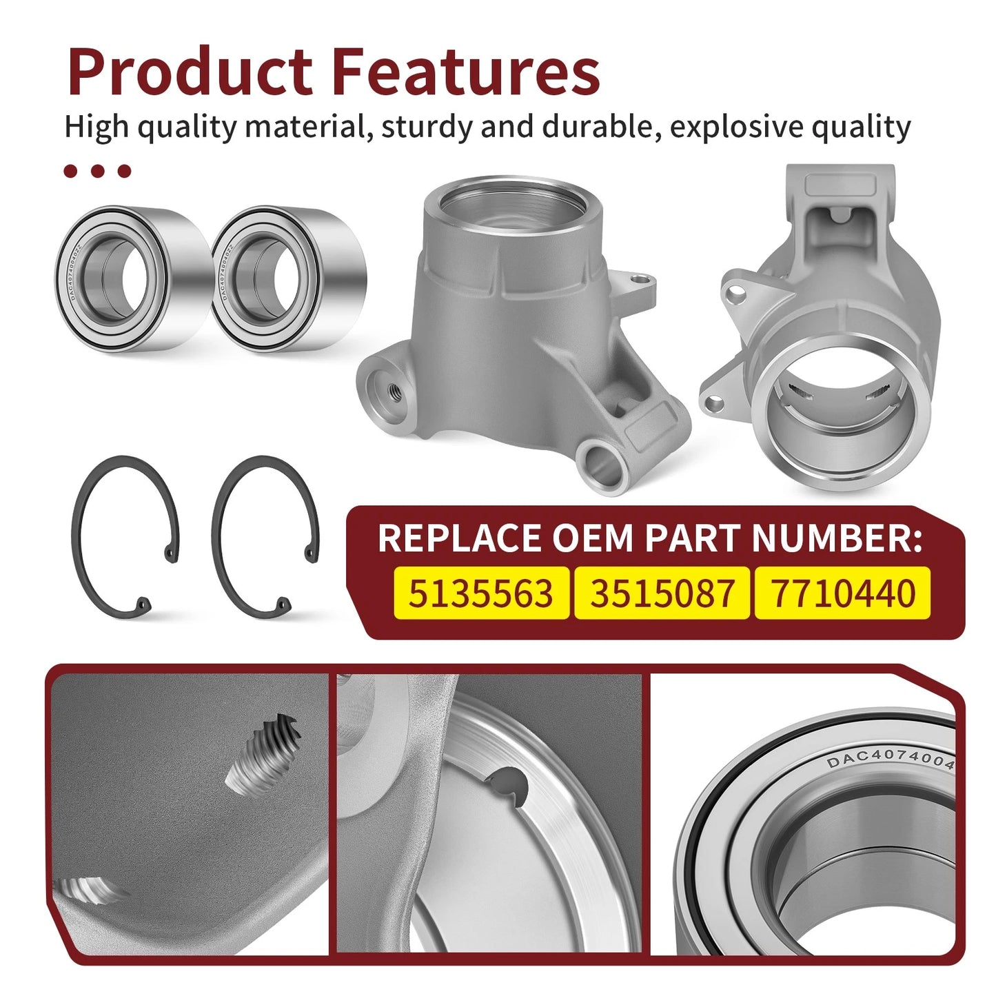2 x Rear Wheel Bearing Carrier Kit for Polaris Sportsman (2014–2024)