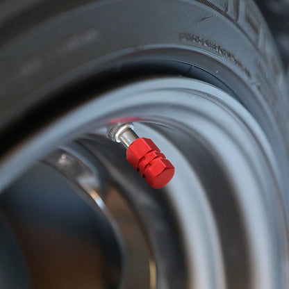 4 Pcs Aluminum Tire Valve Caps for Car Motorcycle Bike Wheel Rim - Red