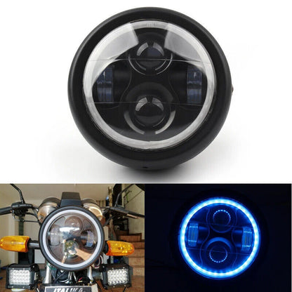 6.5" Headlight Hi/Lo w/ Blue Halo Light for Universal Motorcycle