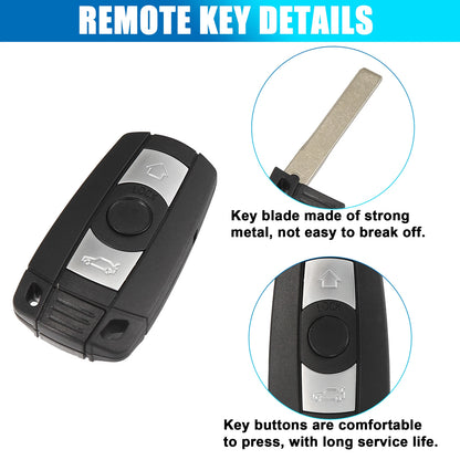 Fob Entry Car Remote Key for BMW 3 5 7 X5 X6 Series E90 E92 E93 (2006-2013)
