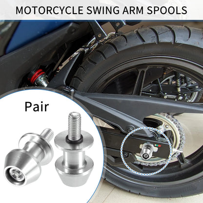 1 Pair Motorbike Swingarm Spools 8mm CNC Sliders Silver Tone