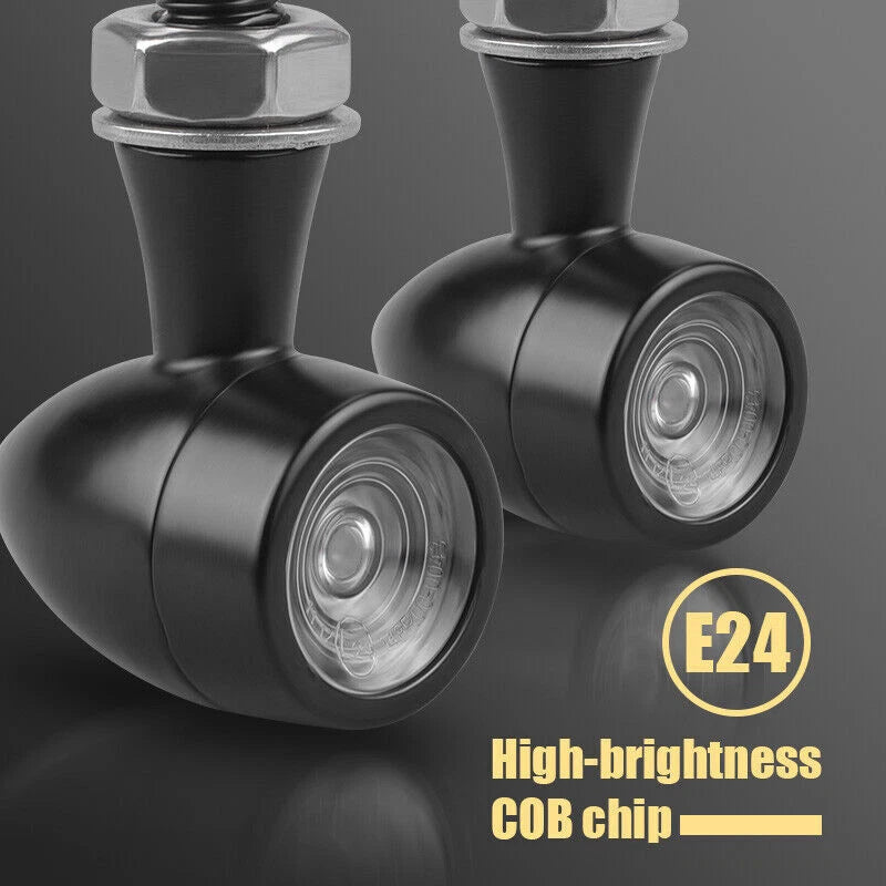Black Mini Motorcycle LED Bullet Turn Signal Lights for Various Models
