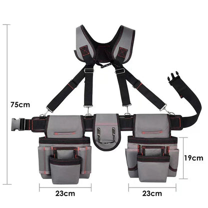 Adjustable Electrician Tool Bag with Suspenders & Pouches for Electricians