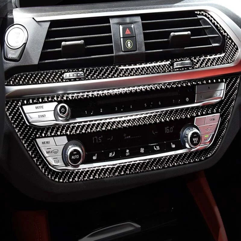 Carbon Fiber Car Stereo CD Panel Outlet Vent Cover Trim Fit For BMW X3 X4 G01