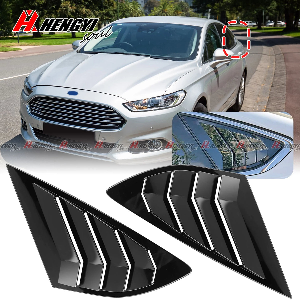 Pair / Rear Side Window Louvers Cover for Ford Fusion Mondeo (2013–2022)